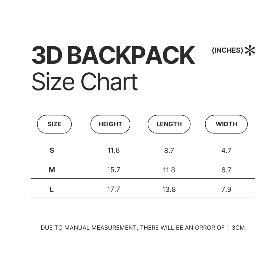 3D Backpack Size Chart - Stray Kids UK Shop