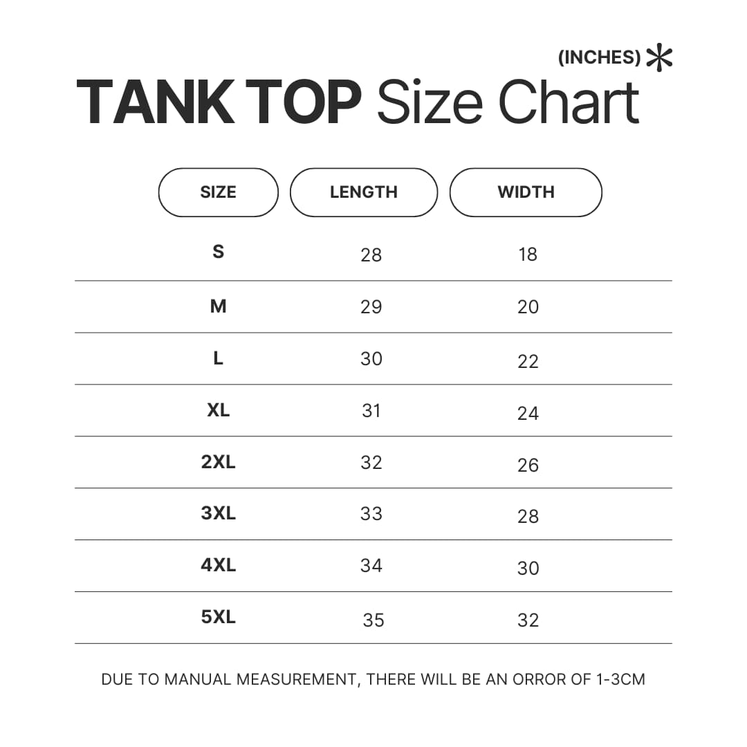 Tank Top Size Chart - Stray Kids UK Shop