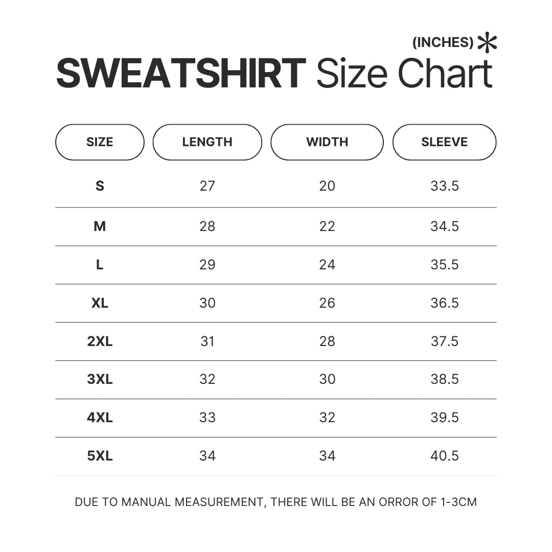 Sweatshirt Size Chart - Stray Kids UK Shop